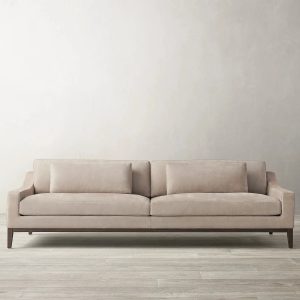 New high-quality luxury furniture inclined armrests leather sofa oak base modern indoor office sofa
