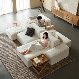 Nordic Fabric Living Room Sofas European Beige Linen Designer Lounge Couch Modular Modern Italian Divano Letto Furniture