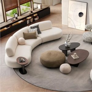 Nordic Light Luxury Sofa Curved Simple Reception Leather Sofa Adult Creative Room Decor Patio Cheap Sillon Cama Sillon Cama