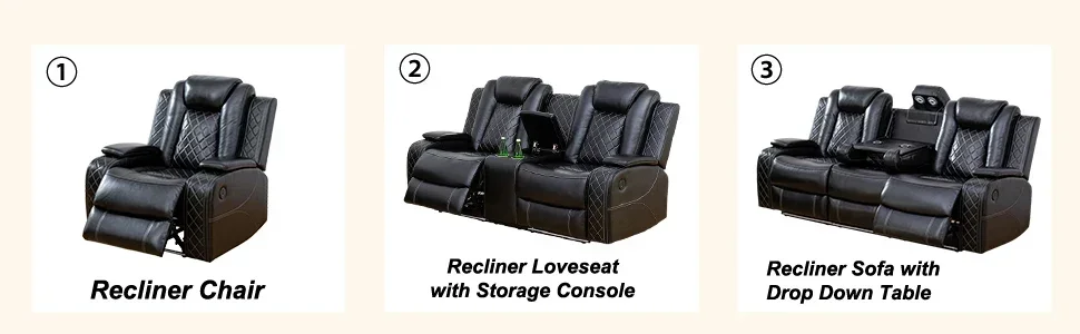 Leather Recliner Sofa Set