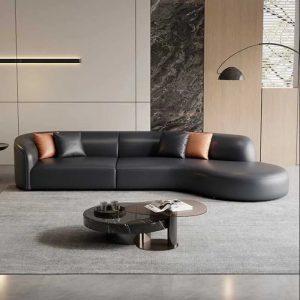 Minimalistic U Shape Sofa Waterproof European Elegant Living Room Sofas Puffs Lounge Leather Muebles Para El Hogar Furniture
