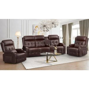 Recliner Sofa, Massage Reclining Loveseat Sofa Sets, Power Recliner Chairs Heat & Massage, Heavy Weight Capacity, RV Couch