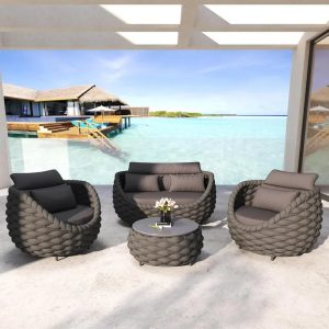 4-piece Outdoor Terrace Reception Set, Terrace Bar Furniture Set, Suitable for 4-person Outdoor Terrace Sofa Set