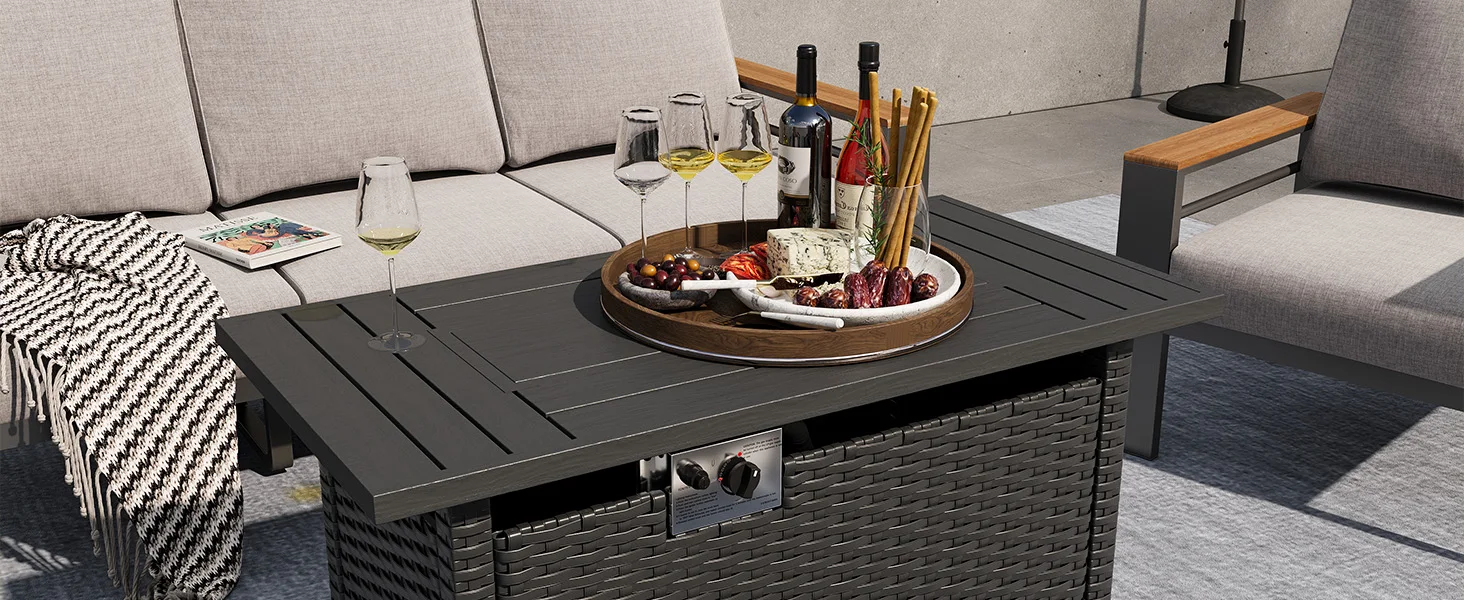 aluminum patio sets with fire pit table