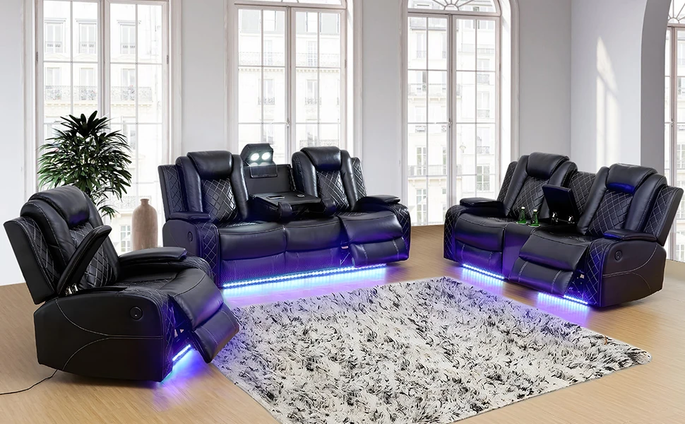 leather recliner sofa set